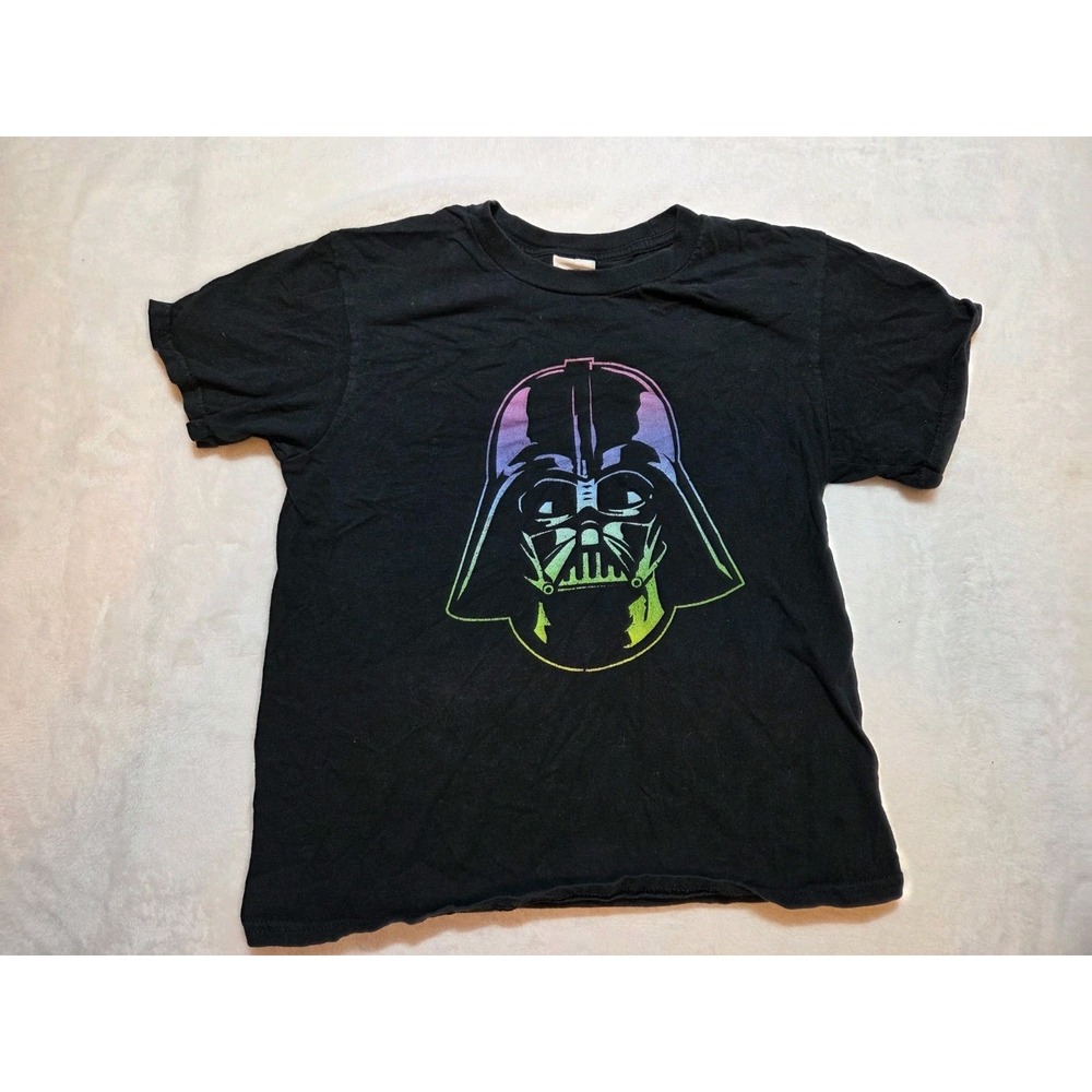 307. Star Wars Darth Vader Graphic T-Shirt Youth M Black Rainbow Ombre Lucasfilm